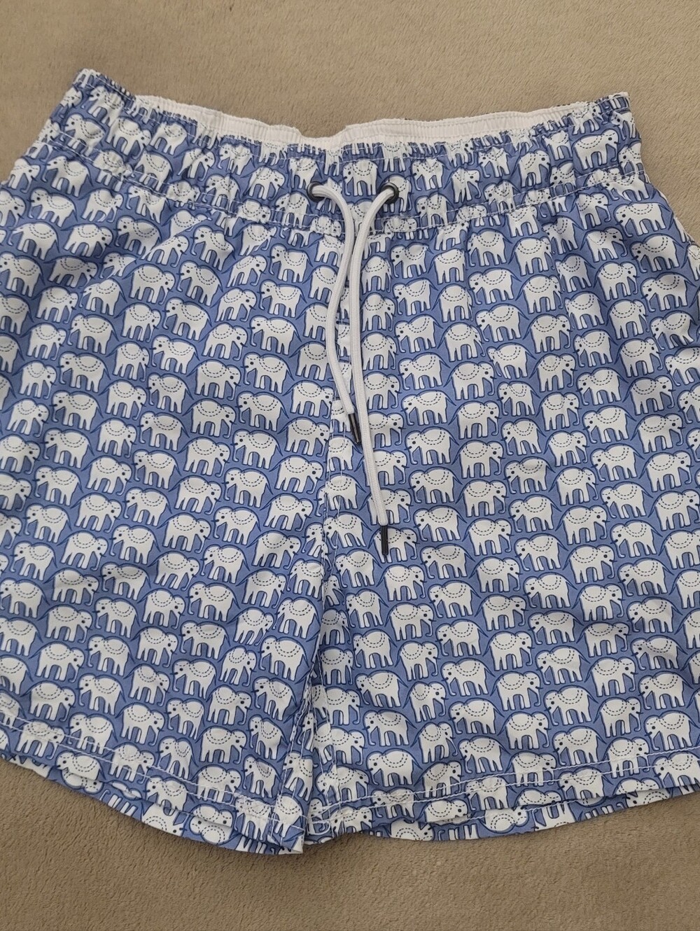 Roller Rabbit Men's Blue & White Elephant Print Swim Trunks Size XS